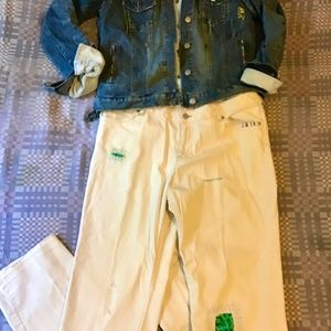 Distressed White Jeans